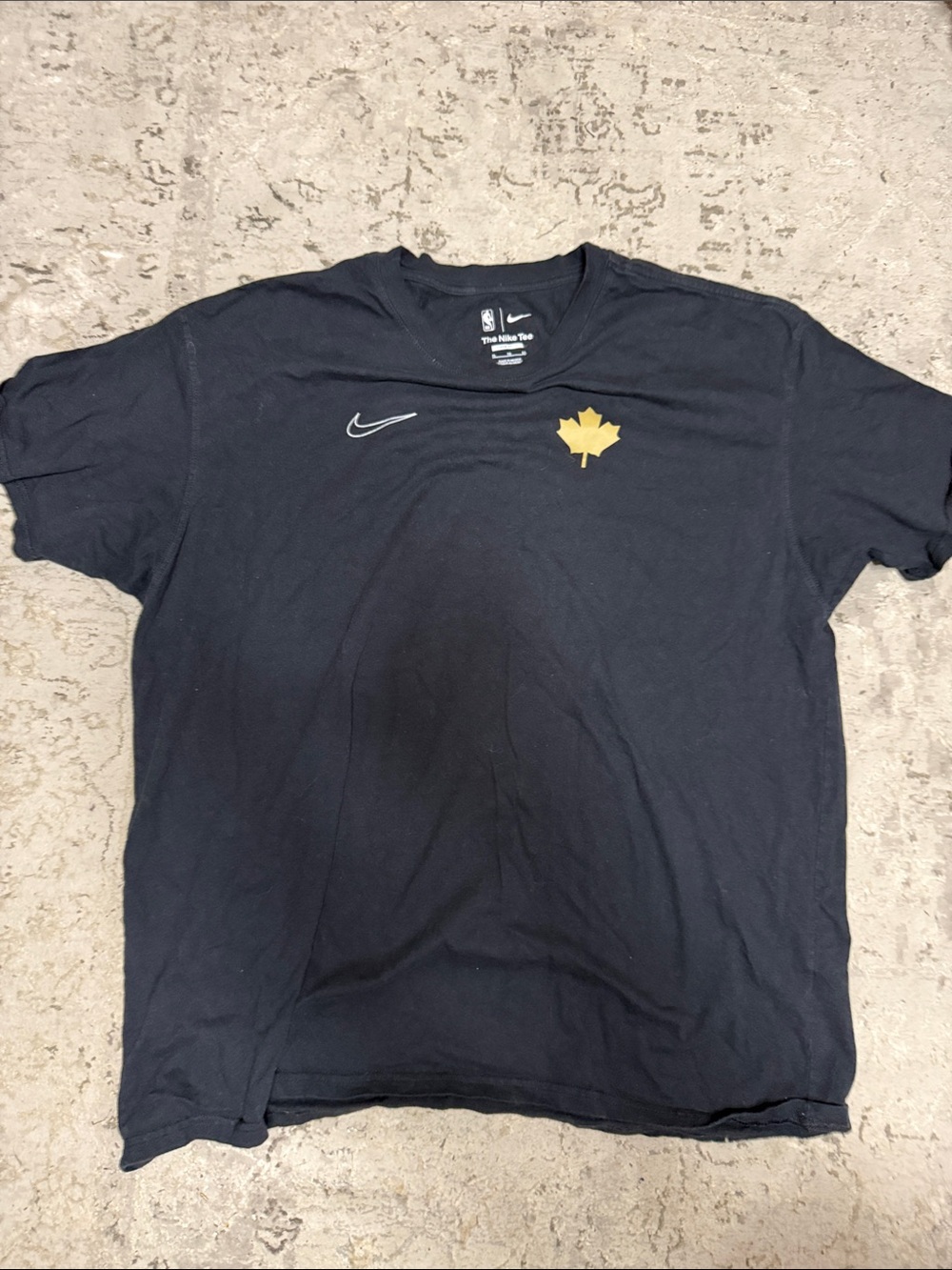 Nike Black Short Sleeve Tee with Gold Maple Leaf - Raptors